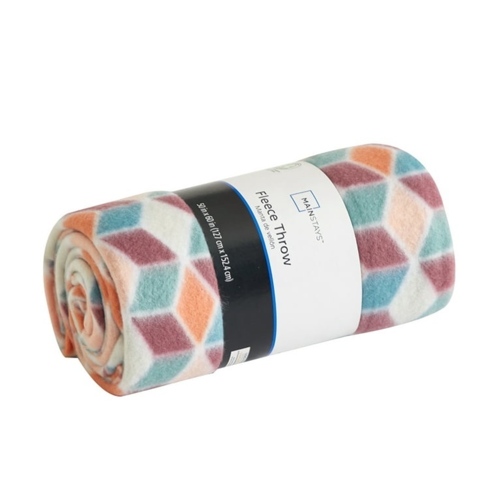 Mainstays Fleece Throw Blanket, 50" x 60", Geo NEW - Picture 2 of 8